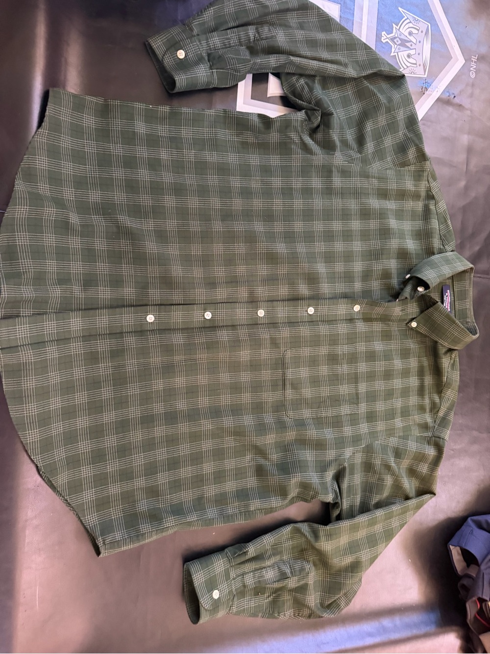 Roundtree & Yorke Olive Green Plaid Button-Down Shirt